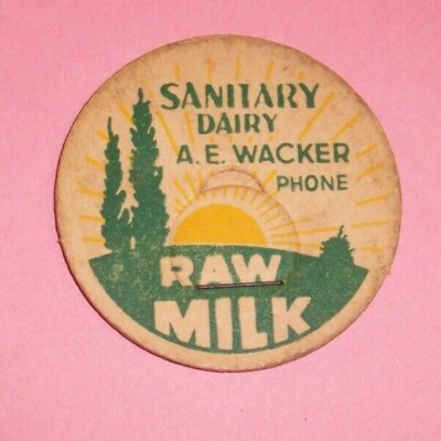 1 UNUSED A.E. Wacker Sanitary RAW Dairy Milk Bottle Cap Waukon IOWA 