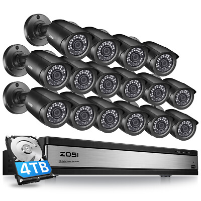 ZOSI 16CH 5MP Lite DVR 1080P Wired Security Camera System 4TB Indoor/Outdoor