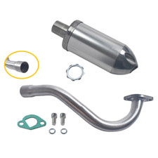 Silver 3/4" Threaded Aluminium Exhaust Muffler Kit For 212cc GX200 GX160 Go Kart