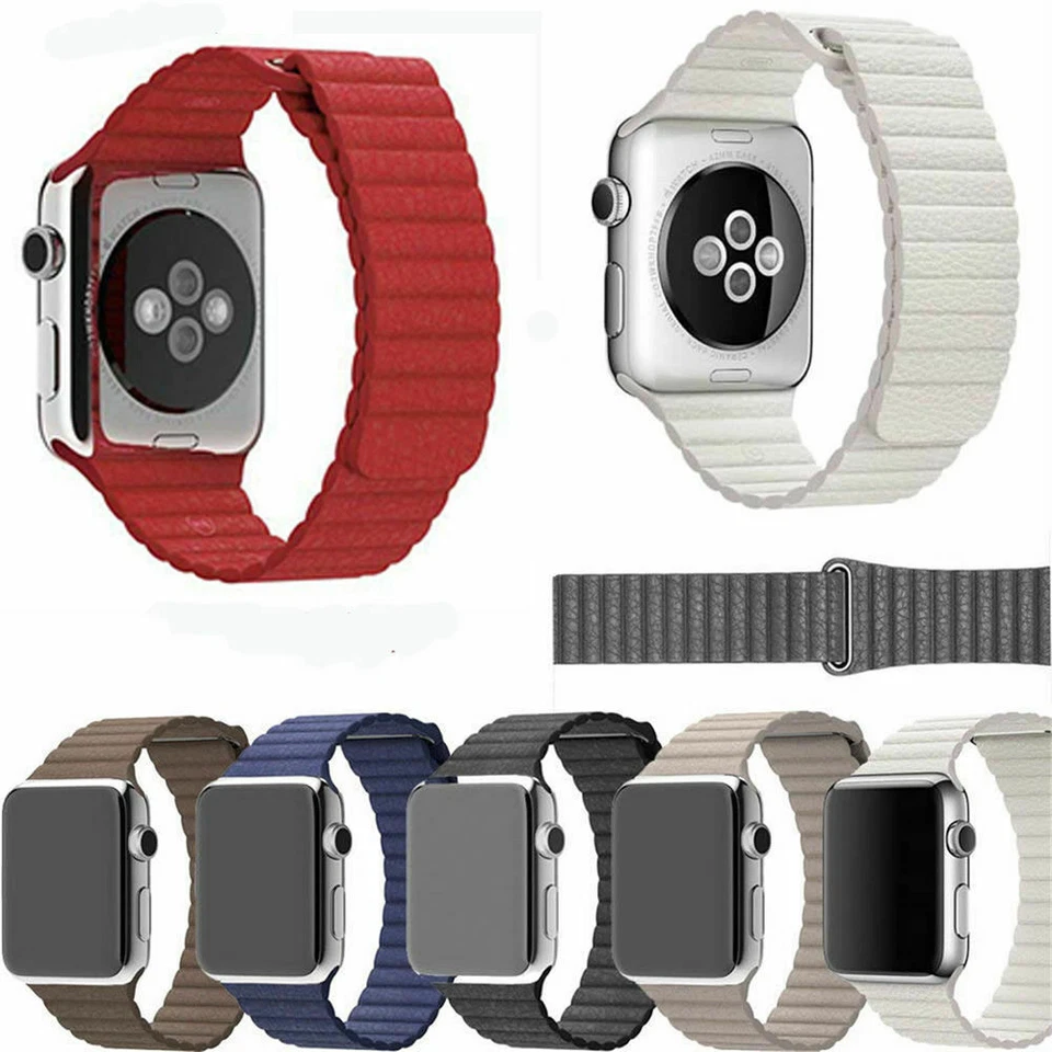 Correa iWatch magnética de cuero genuino para Apple Watch Series 9 8 7 6 5 4 SE Foto 3 de 4