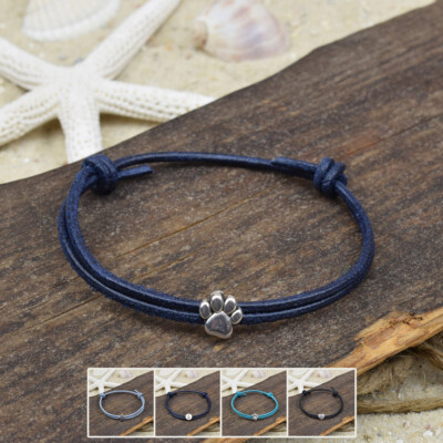Armband Fußband STELLA | Leder | 2 mm | Slider | Verschiebeknoten | 01