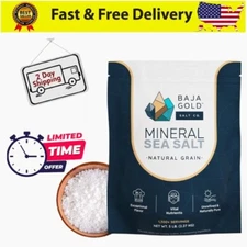 Baja Gold Mineral Sea Salt, Natural Grain Crystals, 5 Lb. Bag