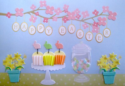 Papyrus 3D Cupcakes & Jelly Beans in Jar Happy Easter Greeting Card
