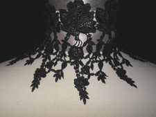 BLACK White WIDE Choker Collar 6 inch Fabric Venise Lace Victorian Gothic Art