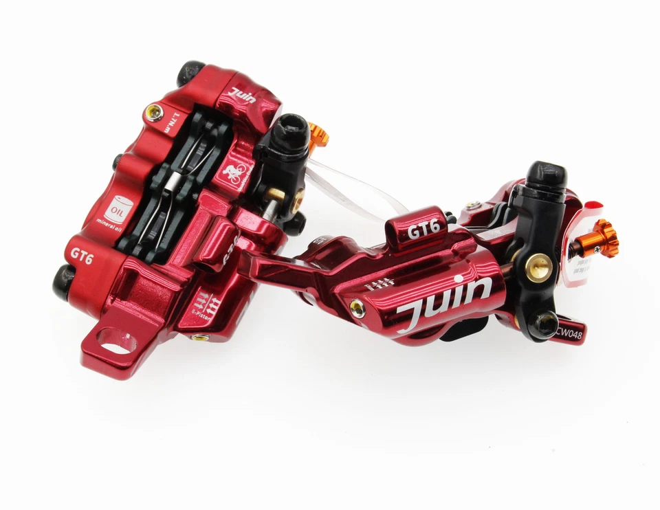 Juin Tech GTP6 MTB eBike Fahrrad 6-Kolben Hydraulische Scheibenbremse Bremssattel Set Rot - Bild 2 von 4
