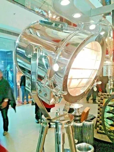 Industrial Designer Chrome Nautical SPOT Light Tripod Floor LAMP