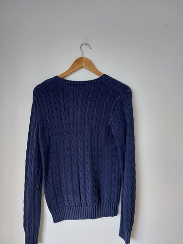Ralph Lauren Cable Knit V Neck Navy Blue Jumper Size L UK12 - Picture 4 of 6