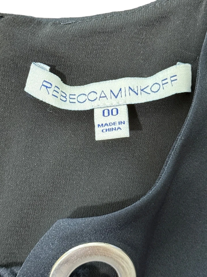 Mini Vestido Rebecca Minkoff con Detalle de Ojal con Cordones Talla 00 Azul Marino Foto 3 de 4