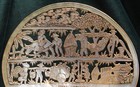 Large 9" Mother of Pearl Carved Island Scenes Gold Trim Hand Made Philippines — photo 2
