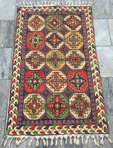 2x4 Vintage French Handmade Aubusson Rug Needle Point Floral Wool Rug 118x72 cm - 第 1/12 張圖片