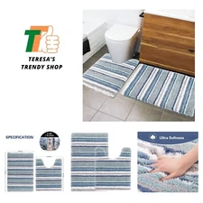 Stylish Machine Washable Non-Slip Bathroom Rug Set - Soft & Water Resistant