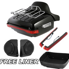 King Trunk Backrest Speakers LED Tail Light Fit For Harley Street Glide 2014-Up
