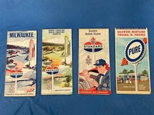 1960s Standard Oil Highway Maps (4) Pure Oil Gasoline Milwaukee Georgia Maryland