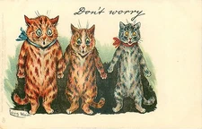 Louis Wain Funny Cats Don't Worry Cat Art Print, Cat Decor, Cats 4 x 6"-16 x 24"