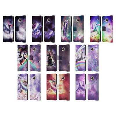 OFFICIAL RANDOM GALAXY SPACE UNICORN RIDE LEATHER BOOK CASE FOR MOTOROLA PHONES