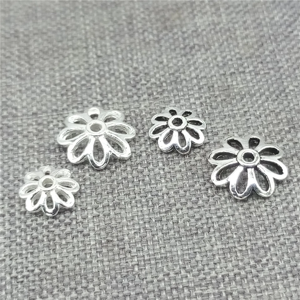 30 piezas de tapa de cuentas de flor floral de plata de ley 925 para pulsera 6 mm 8 mm Foto 4 de 4
