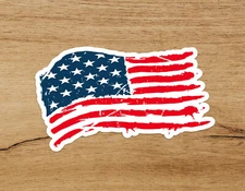 American USA Tattered Flag Vinyl Decal Bumper Laptop Sticker Car Truck Window 