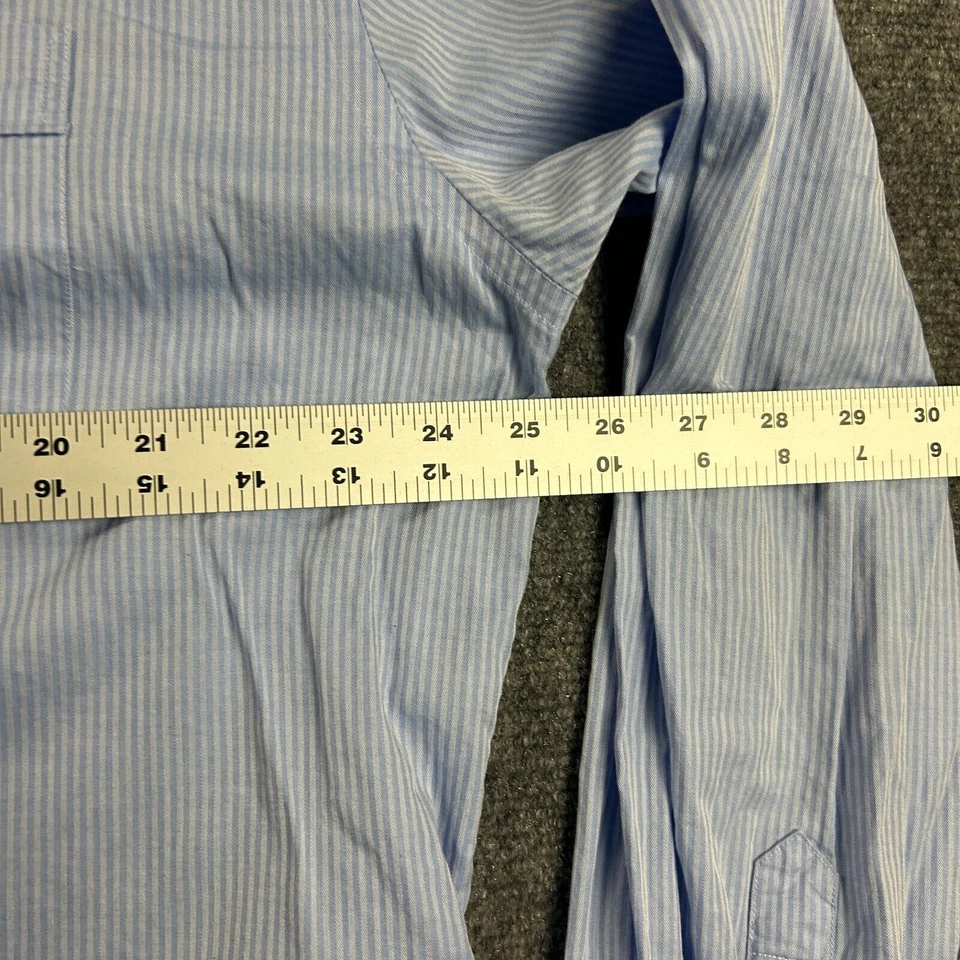 Robert Barakett Shirt Mens 17.5 36-37 Blue Striped Dress Shirt Pocket Button Up - Image 4 of 4
