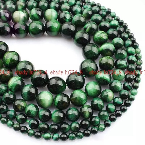 Green Tiger Eye Beads Round Ball gems 15" strand 4mm 6mm 8mm 10mm 12mm - Picture 7 of 17