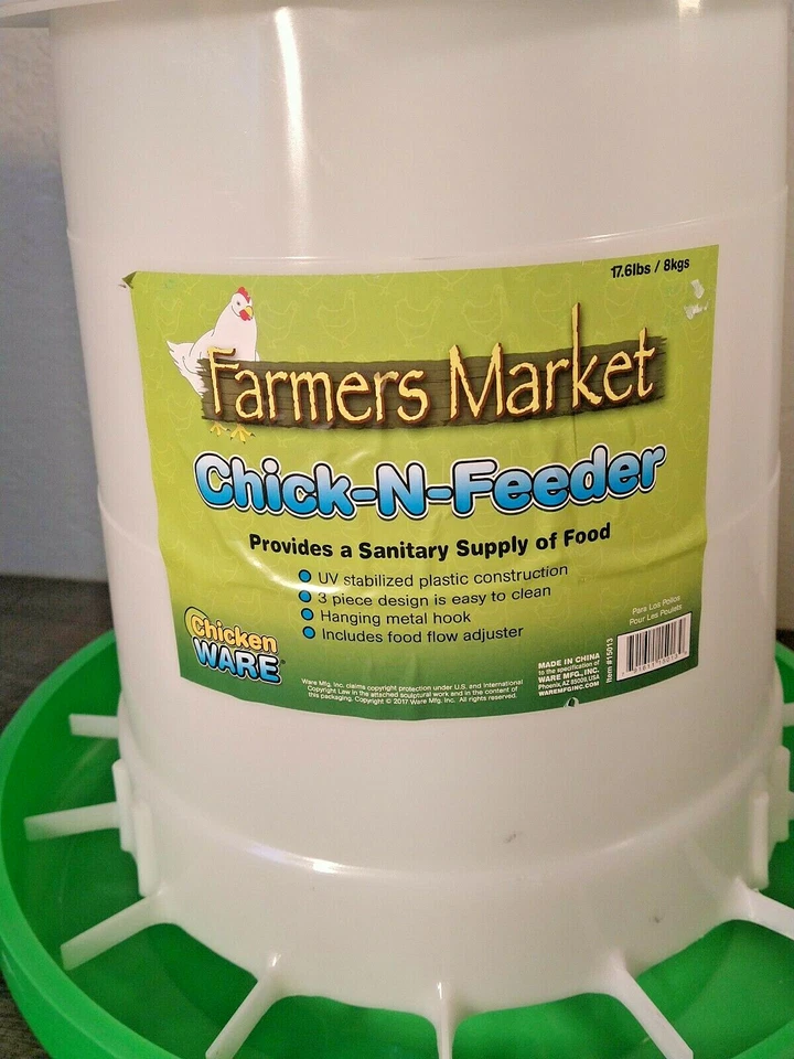 Alimentador de pollos con ajuste 17# Ware Mfg. Inc. Parte 15013, Blanco/Verde, Talla 17 Foto 2 de 4