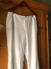 Talbots Linen Pants Womans 12 White Button Zip Tapered Leg