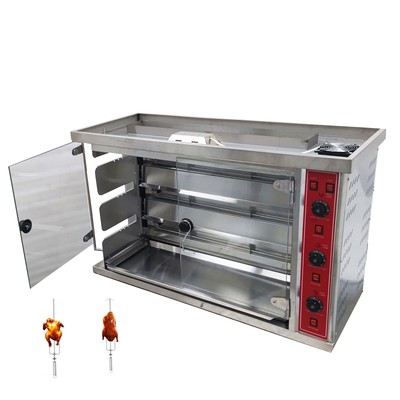 6KW 3-Roll Commercial Electric Chicken Rotisserie Oven Machine 220V 15 Chickens