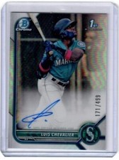 2022 Bowman Luis Chevalier Chrome Refractor Auto Card /499 Seattle Mariners