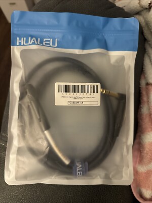 Hualeu 6ft 6.35mm Right Angle TRS Stereo Male To Female Audio Extension Cord