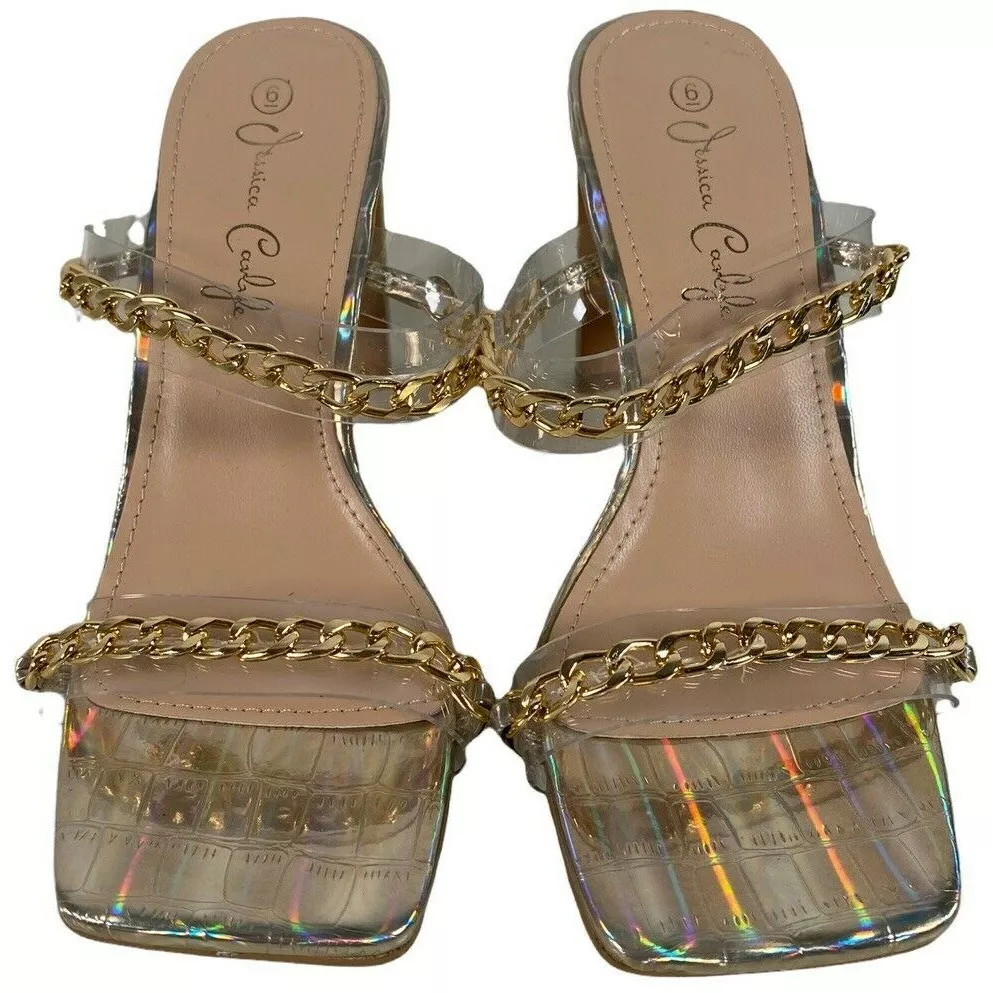 Buy online Gold Solid Gladiators Block Heel Sandal from heels for Women by  Clog London for ₹1799 at 29% off | 2024 Limeroad.com