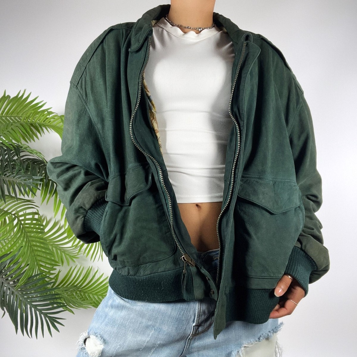 Vintage 90s Grunge G-III Green Leather Streetwear Indie Granola
