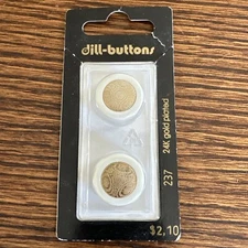 New Vtg 2 PK Dill Buttons 24K Gold Plated #237 11/16”  18 MM Made in Germany