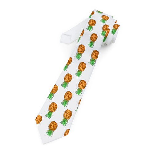 Corbata de piña al revés blanca multicolor swinger hawaiano estilo de vida - Imagen 4 de 5