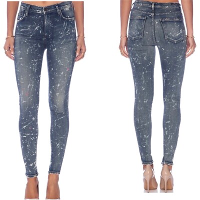  CITIZENS OF HUMANITY ROCKET PAINT SPLATTER BLEACHED STARRY LIGHT JEANS SIZE 26