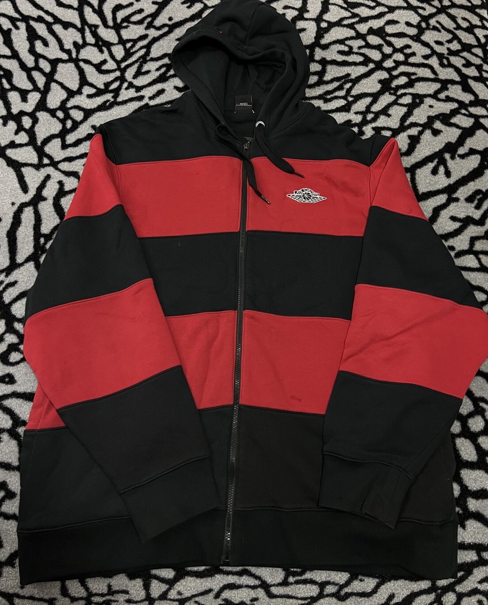 jordan varsity hoodie black and red