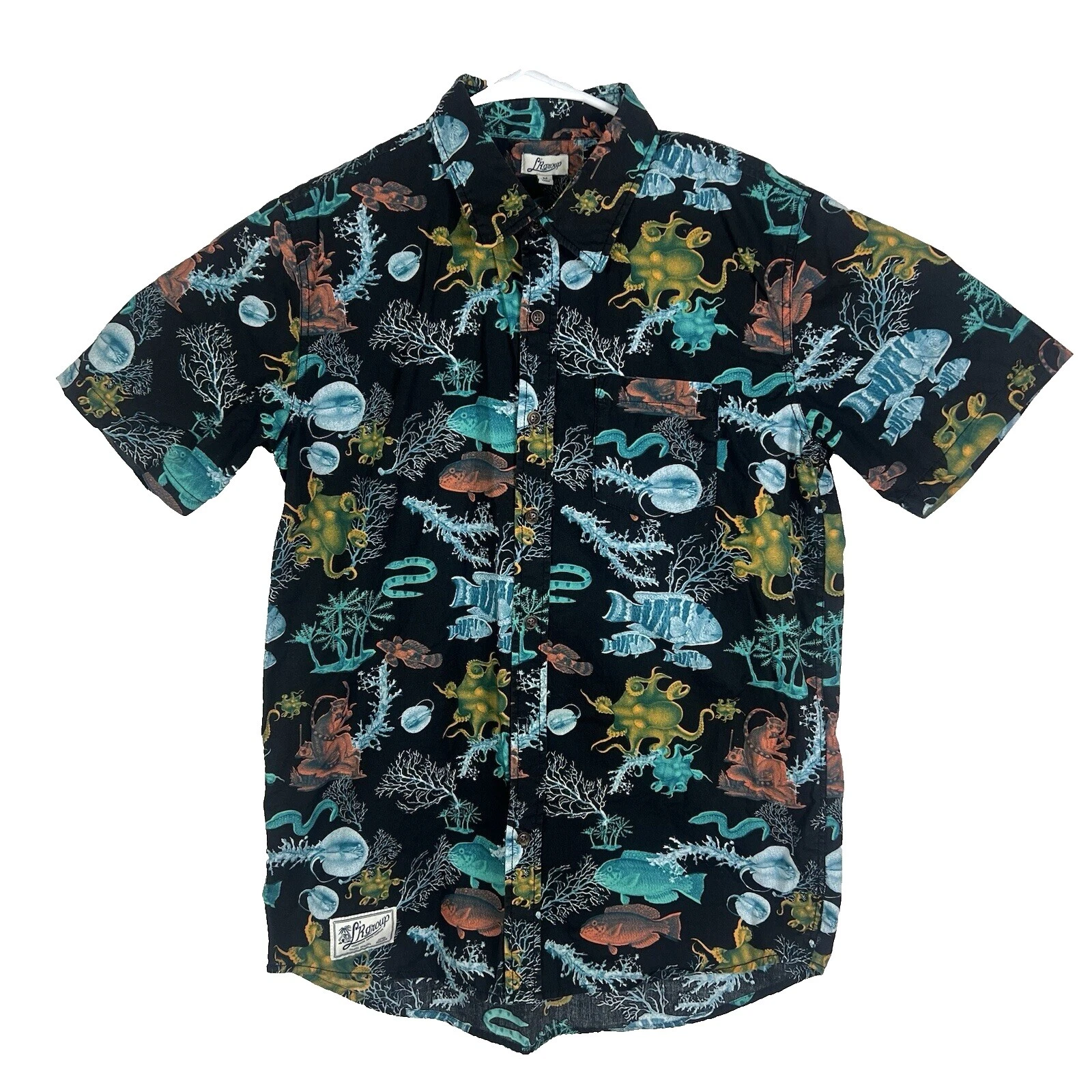 Camisas informales con botones de algodón con estampado animal LRG para hombre