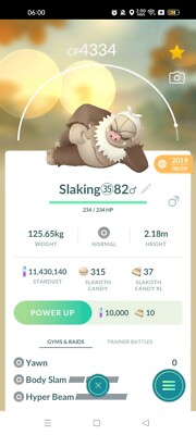 Slaking ( Maxed Out To Level 40 ) ( Two Charged Moves ) Pokemon Trade Go