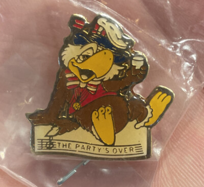 VTG 1984 Exhausted SAM THE OLYMPIC EAGLE LA GAMES OLYMPICS The Party Is Over PIN