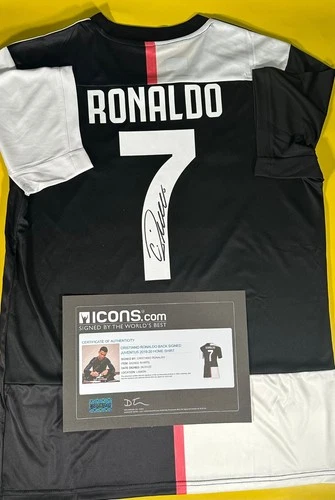 Cristiano Ronaldo Back Signed Juventus Soccer Jersey with COA Icon