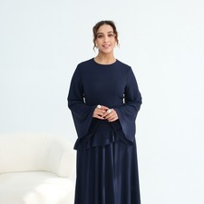 Long Dress Maxi Robe Abaya Dubai Women Kaftan Muslim Modest Ramadan Islamic Gown
