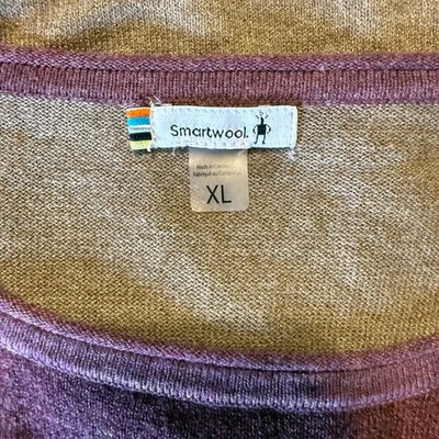 Smartwool Shadow Pine Merino Wool Colorblock Tunic Sweater XL Purple