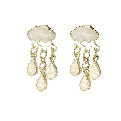 Acrylic Rain Cloud Earrings Lovely Clouds Rainbow Raindrop Earrings for Women Cr