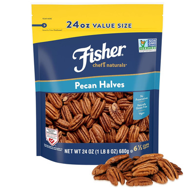 Pecan Halves 24 oz Resealable Bag, Unsalted Raw Nuts for Cooking, Baking & Snack