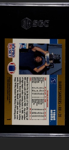 1990 Pro Set Barry Sanders #1 SGC 9.5 Mint+ Just Graded Clean Slab - Picture 2 of 2
