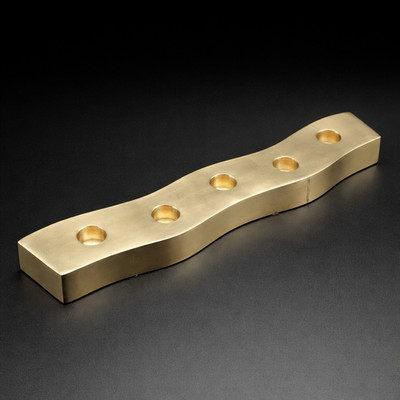 Crate & Barrel Brass Wave Candle Holder 5 Taper Modern Decor 13 