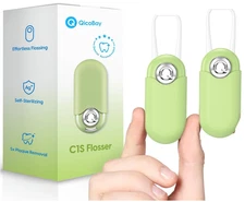 2 C1S Reusable Flosser Set, Auto-Restringing Flosser Replaceable Floss Capsules