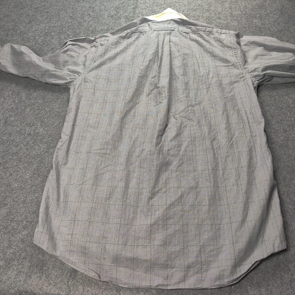 Camisa Lands End Para Hombre 15.5 32 Gris Cuello En Contraste A Cuadros Puño Francés Abotonada Foto 3 de 4