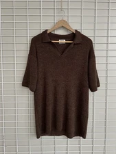 Acne Studios Korfu True Hemp Knit Polo Shirt Mens Size L/XL SS17 Short Sleeve