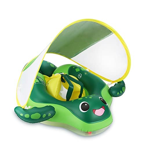 Baby Swimming Floats with Removable Sun Canopy, Inflatable Baby Pool ...