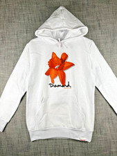 Size S - Diamond Supply Co. Flower Script Logo Slim Pullover Hoodie White NWT