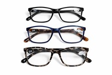 Reading Glasses Rectangle blue Light Blocking 3 Piece Set Strength 2.75